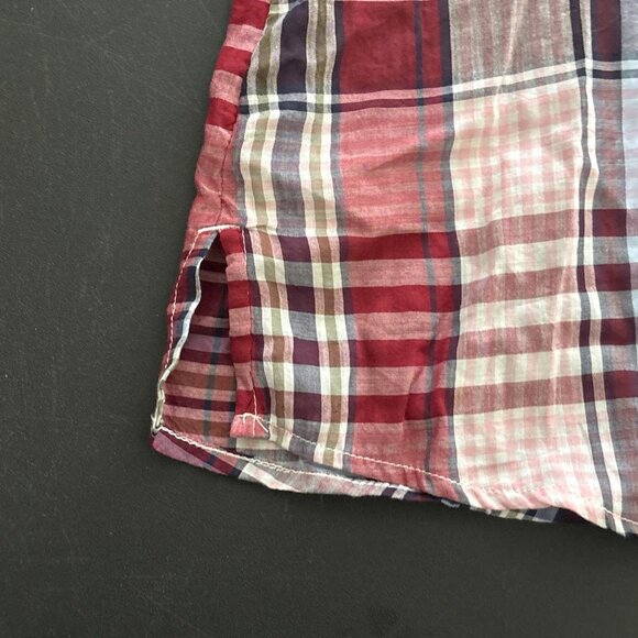 Lane Bryant Puff Sleeve Button Down Blouse Plus Size 20 Pink Plaid Sheer New - Picture 13 of 14